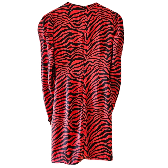 Bardot Red Animal Print VNeckline Long Sleeve Wrap Style Mini Dress Size US 6. - Picture 14 of 16